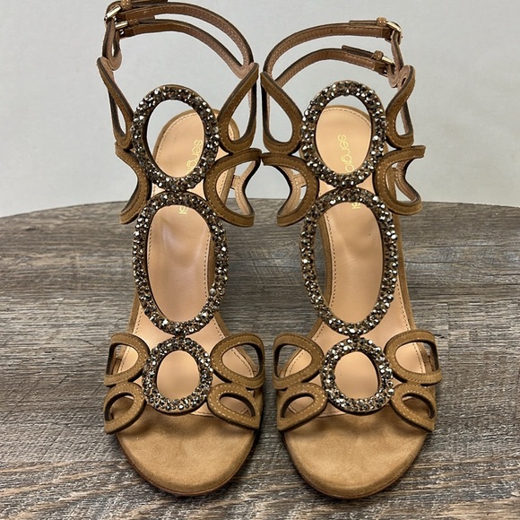 NEW Sergio Rossi FARRAH Crystal Embellished Caged Suede Heels EU 39 US 8.5 - Picture 4 of 14